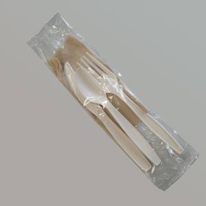 SET CUBIERTOS MAIZ :CUCHILLO + TENEDOR + CUCHARA + SERVIL.KRAFT