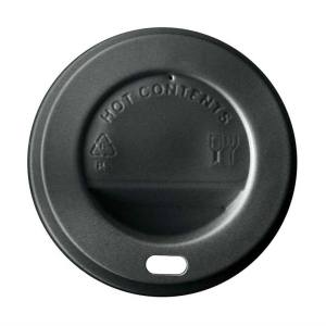 TAPA NEGRA CON AGUJ. VASO CARTON  8 oz   DIAM 80 mm