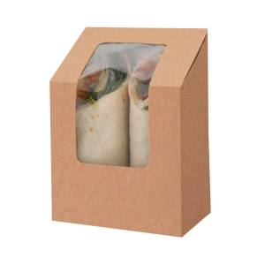 ENVASE WRAPP  KRAFT CON VENTANA 90 x 50 x 90/121 mm