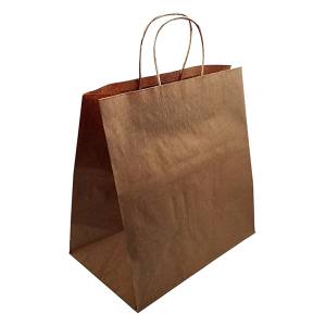 BOLSA PAPEL  KRAFT ASA RIZADA BASE ANCHA 30 + 18 x 33 cms 80gm/m2