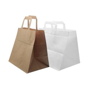 BOLSA PAPEL BLANCA ASA PLANA BASE ANCHA 32 + 22 x 24 cms