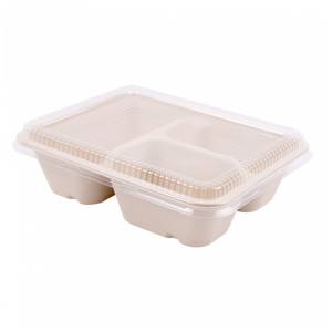 BANDEJA BAGAZO BLANCA 3 COMPARTIMENTOS 950 ml + TAPA PET 22x18x5,5 cm +1,3 cm