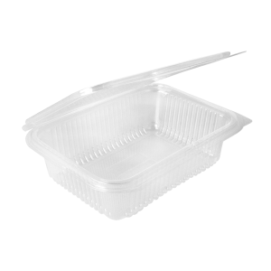 ENSALADERA  PLA RECTANG. TRANSPARENTE TAPA BISAGRA 500 ML (13,5 X 12,5 X 5,6 CMS)