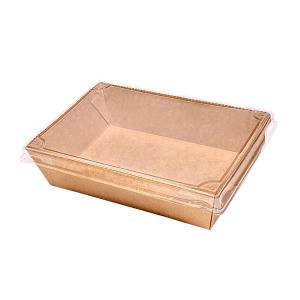 ENSALADERA RECTANGULAR KRAFT CON TAPA PET 2.100 ml