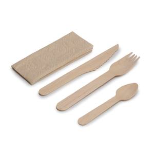 SET MADERA TENEDOR + CUCHILLO +CUCHARILLA + SERV. KRAFT