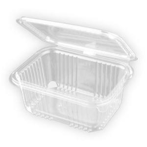 TARRINA RECTANGULAR rPET TAPA BISAGRA 500 cc (152x120x60 mm