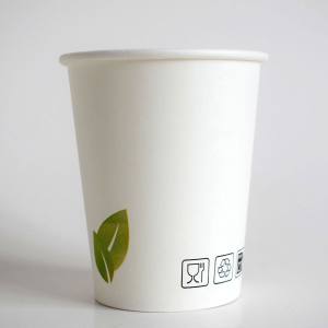 VASO DE PAPEL BLANCO ESTAMPADO HOJA  7 oz (210 ml)