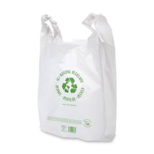 BOLSA CAMISETA 50-70% RECICLADA BLANCA 420/280 X 530 mm