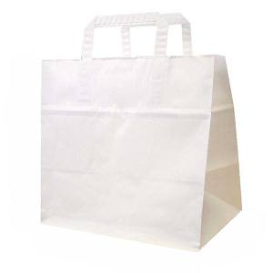 BOLSA PAPEL BLANCA 26 + 18 x 26 cms CON ASA PLANA