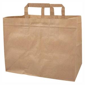 BOLSA KRAFT MARRON 32 + 20 x 23 cms CON ASA PLANA