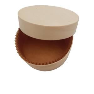 CAJA REDONDA MADERA CON PAPEL HORNO + TAPA 140X50 mm 400 ml