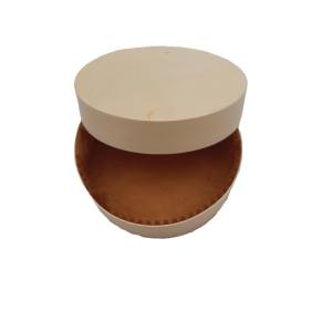CAJA REDONDA MADERA CON PAPEL HORNO + TAPA 110x40 mm 300 ml